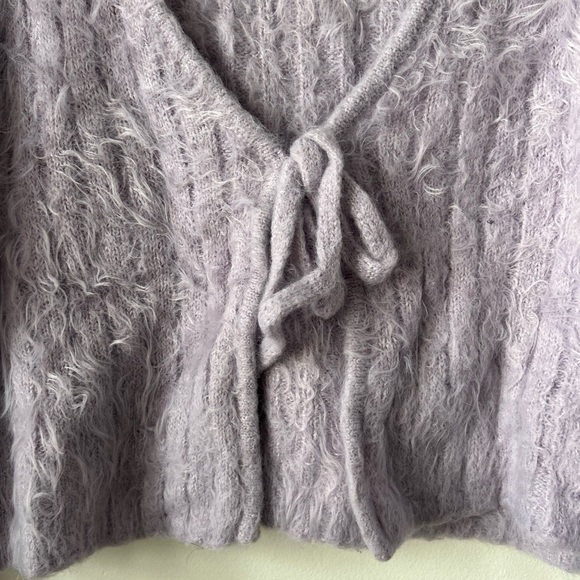 Garage Fluffy Tie Up Lilac Cardigan - Picture 2 of 5